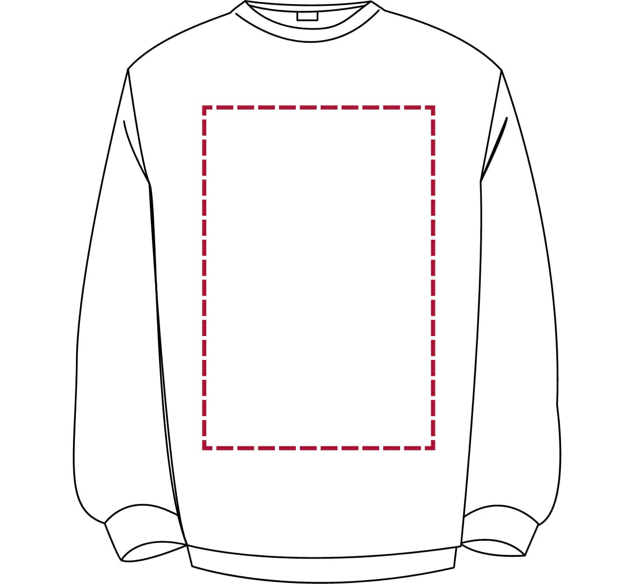 Drukpositie Sweater (3) Voorzijde max. 30 x 45 cm