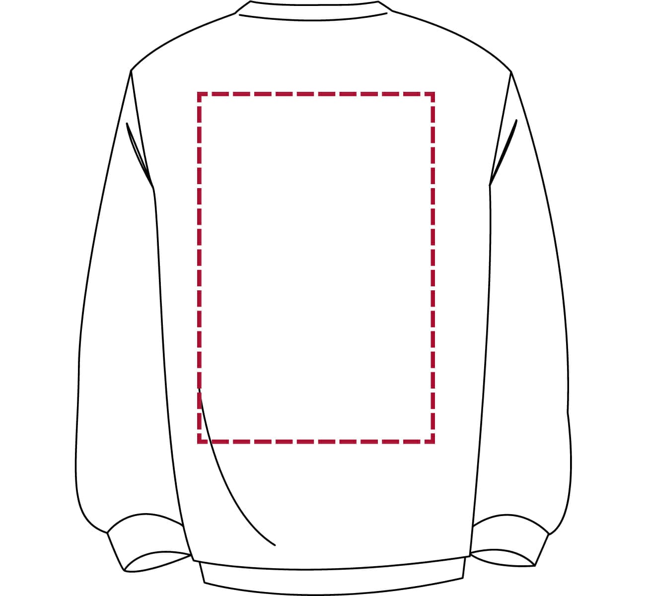 Drukpositie Sweater (4) Achterzijde max. 30 x 45 cm