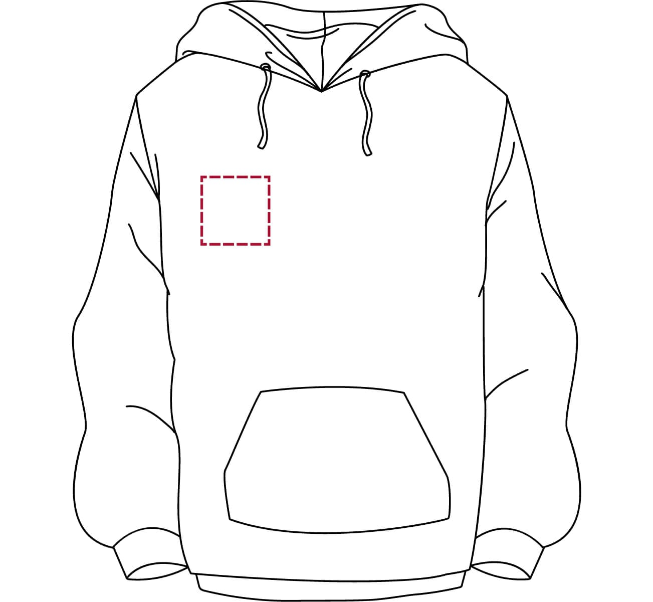 Drukposities Hoodie (3) Rechterborst max. 10 x 10 cm