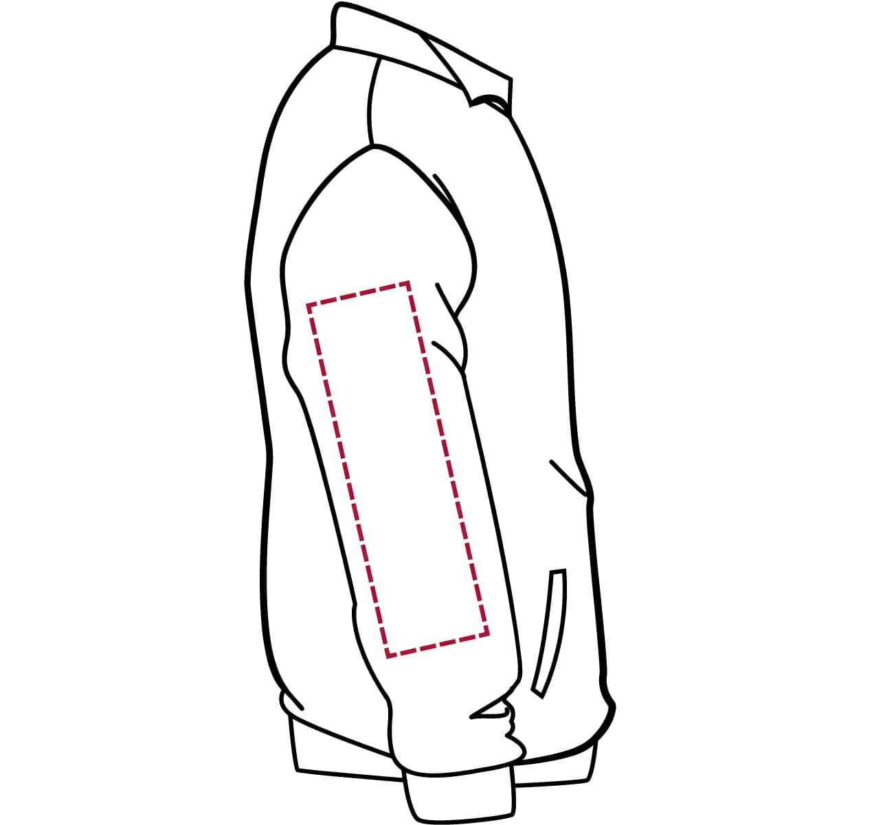 Drukposities Jassen (2) Rechtermouw max. 9 x 35 cm