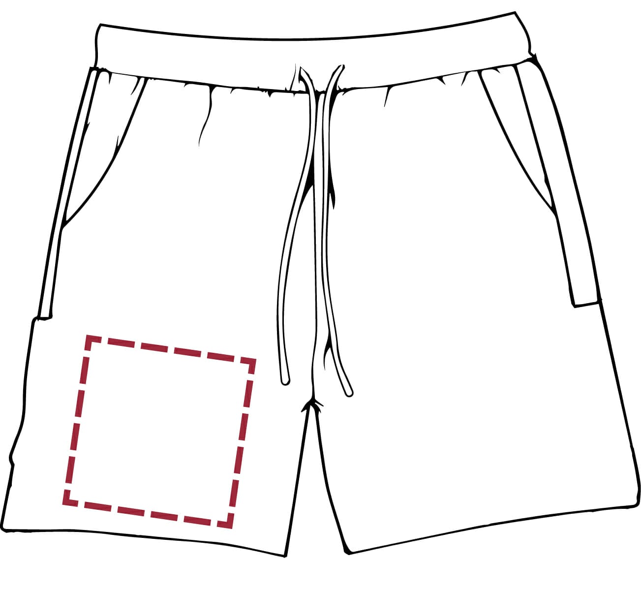 Drukposities Shorts (1) Voorzijde max. 12 x 12 cm